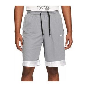 Nike Men's Gray White Dri-Fit Elite Stripe Basketball Athletic Shorts Size M